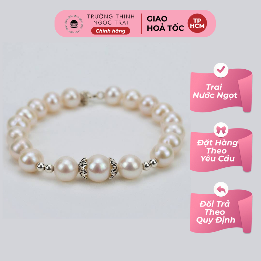 Vòng Tay Ngọc Trai Bạc 925 Size 6ly Mix Charm Siêu Xinh NTTT17 - Ngọc Trai Trường Thịnh