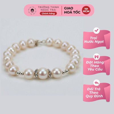 Vòng Tay Ngọc Trai Bạc 925 Size 6ly Mix Charm Siêu Xinh NTTT17 - Ngọc Trai Trường Thịnh