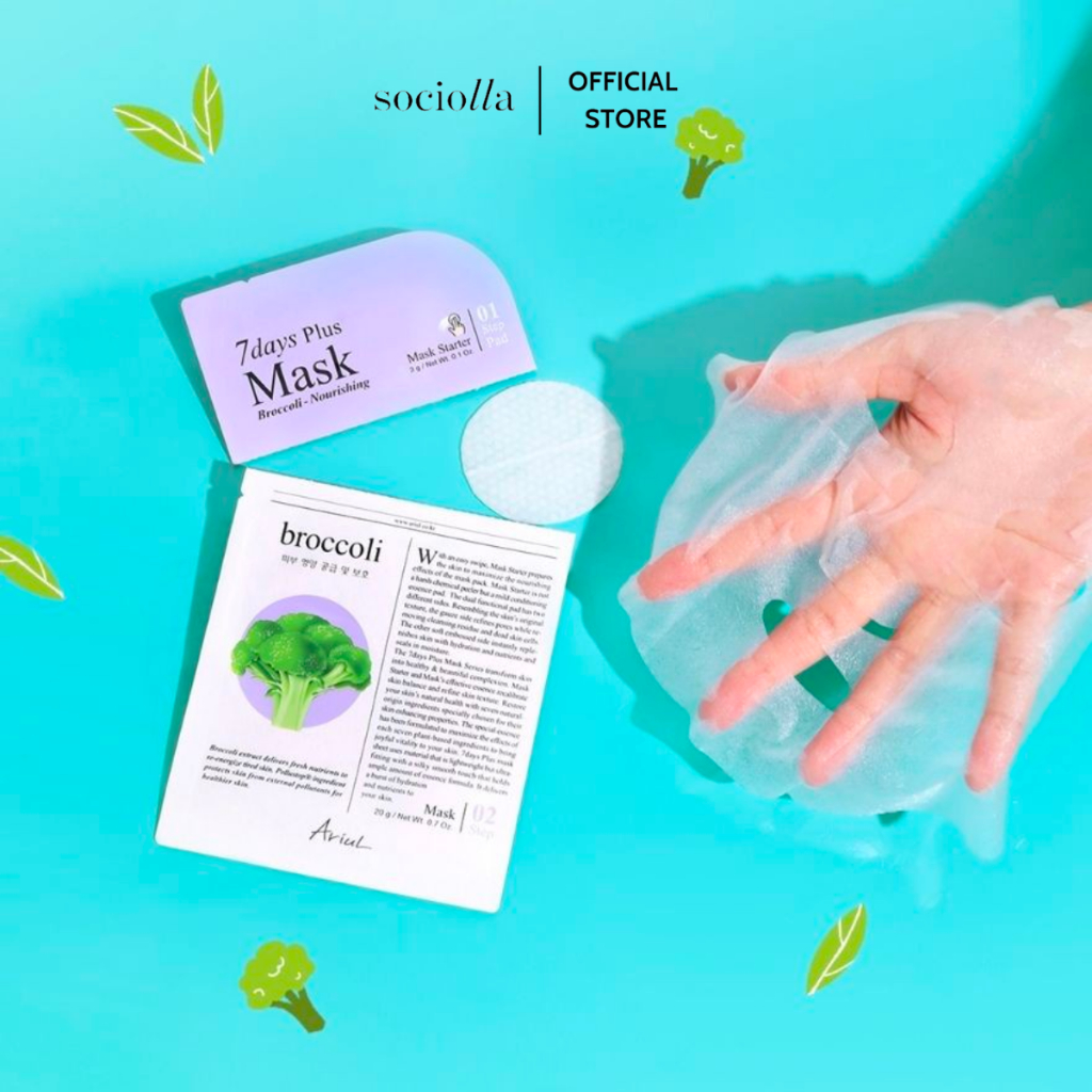 Mặt Nạ Nuôi Dưỡng & Cấp Ẩm Chiết Xuất Bông Cải Ariul 7 Days Plus Mask Broccoli 20 gr