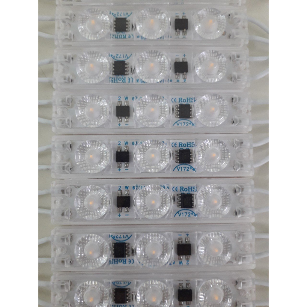 Thanh Led Module 3 bóng AC 220V siêu sáng, chống nước, màu trắng, vàng, dây 20 thanh 3 bóng