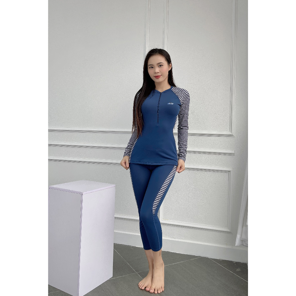Đồ Bơi Nữ Liền Thân Tay Dài Cao Cấp Narsis, Bộ Đồ Bơi Big Size Kín Đáo Có Khóa Kéo Không Giữ Nước A2001