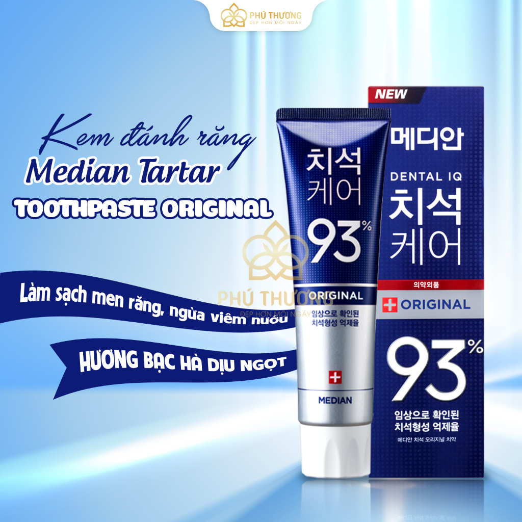 Kem đánh răng MEDIAN 93% giúp trắng răng, ngăn ngừa mảng bám, chống viêm lợi 120g
