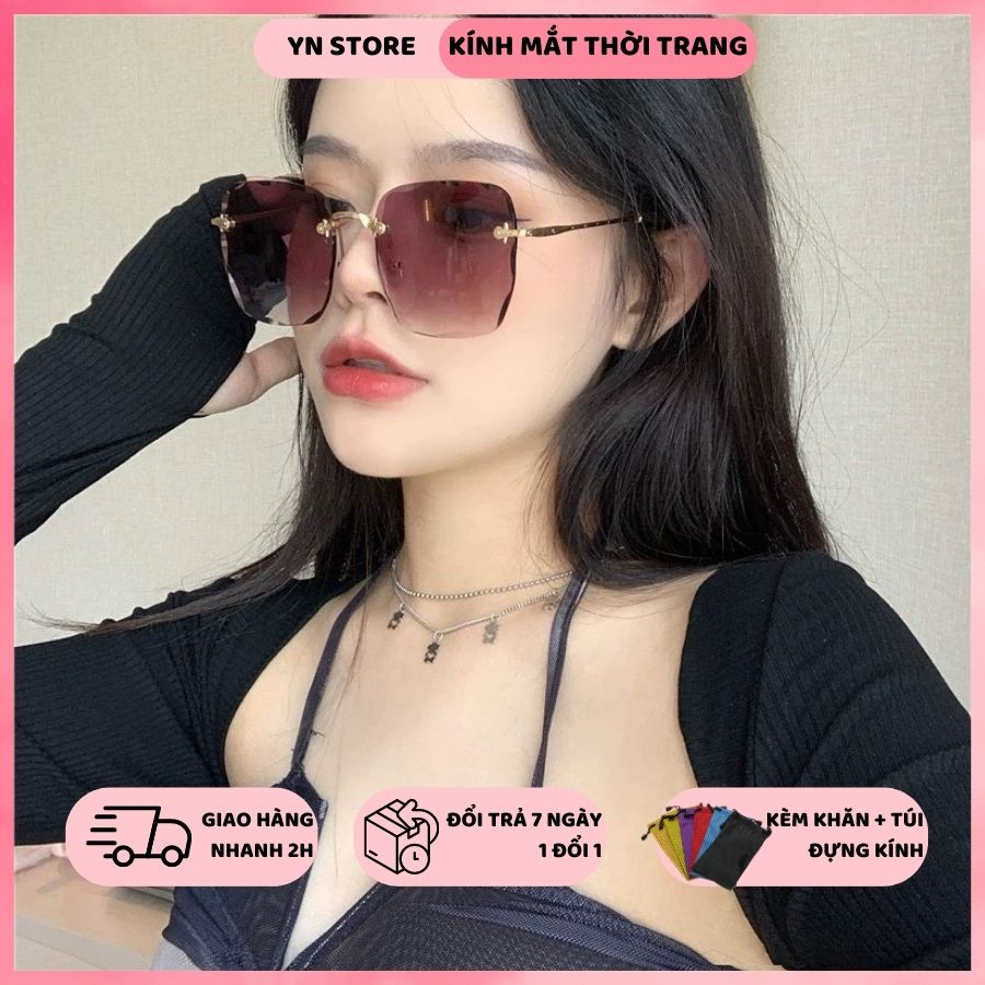Kính mát nữ 2023 - Kính râm gọng vuông phối màu sang trọng phù hợp đi du lịch mùa hè MK01