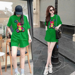 SET BỘ SHORT  COTTON THÊU THỎ ĐÁ CAO CẤP