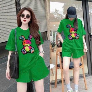 Set bộ short cotton thêu thỏ đá cao cấp