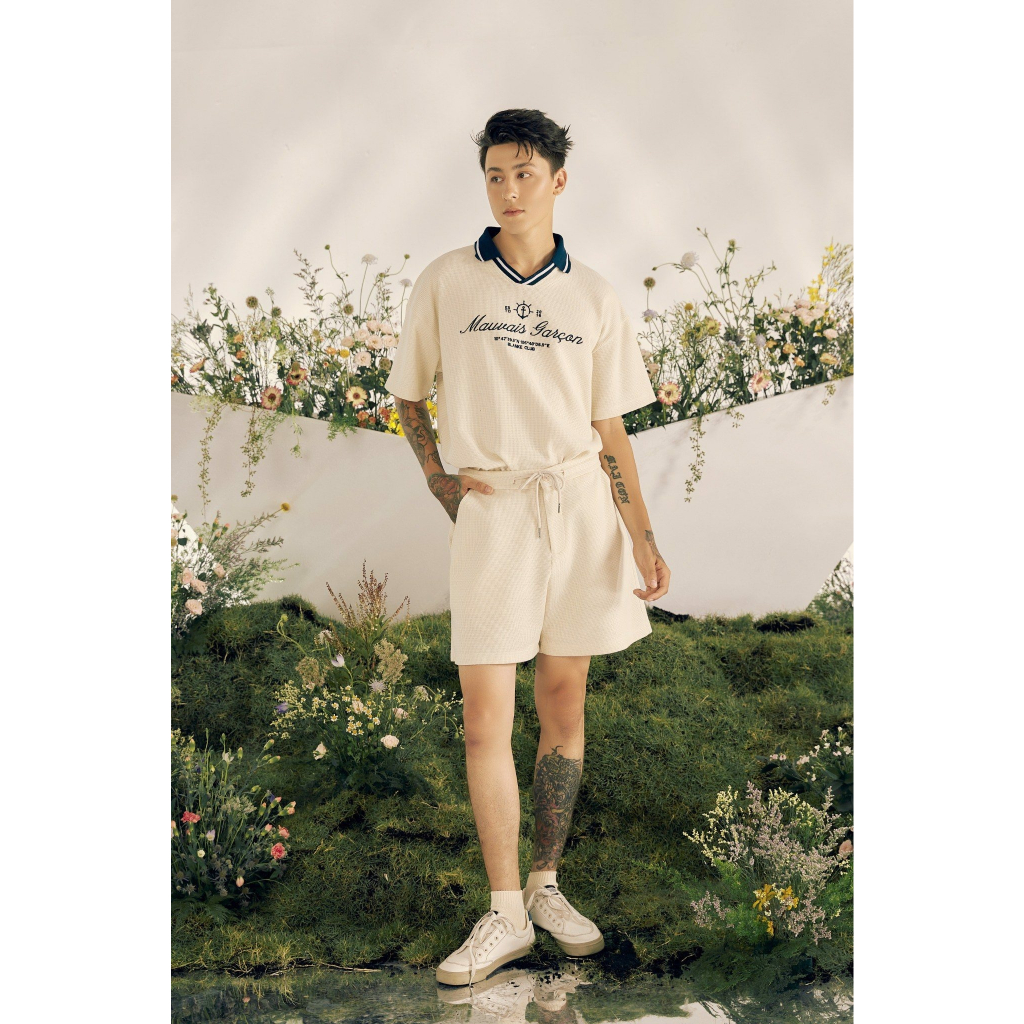 BLANKESPACE Áo Polo Tay Ngắn Garcon Polo Vải Cotton Thời Trang Nam Nữ Unisex