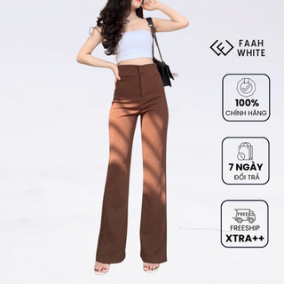 Quần Tây Ống Loe Ống Rộng Cạp Cao Madela Siêu Tôn Dáng, Quần Vải Ống Loe Ống Rộng Nữ 2 Cúc Cạp Cao Phong Cách Công Sở