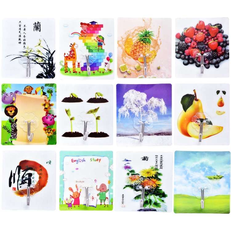 Móc Dán Tường Siêu Dính In Hình 3D Độc Đáo