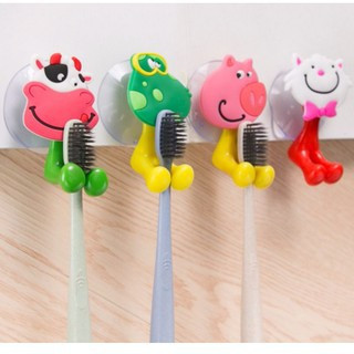 Dụng cụ giữ bàn chải hình hoặt hình dễ thương, móc kẹp bàn chải hình thú, móc gắn tường treo bàn chải tiện dụng