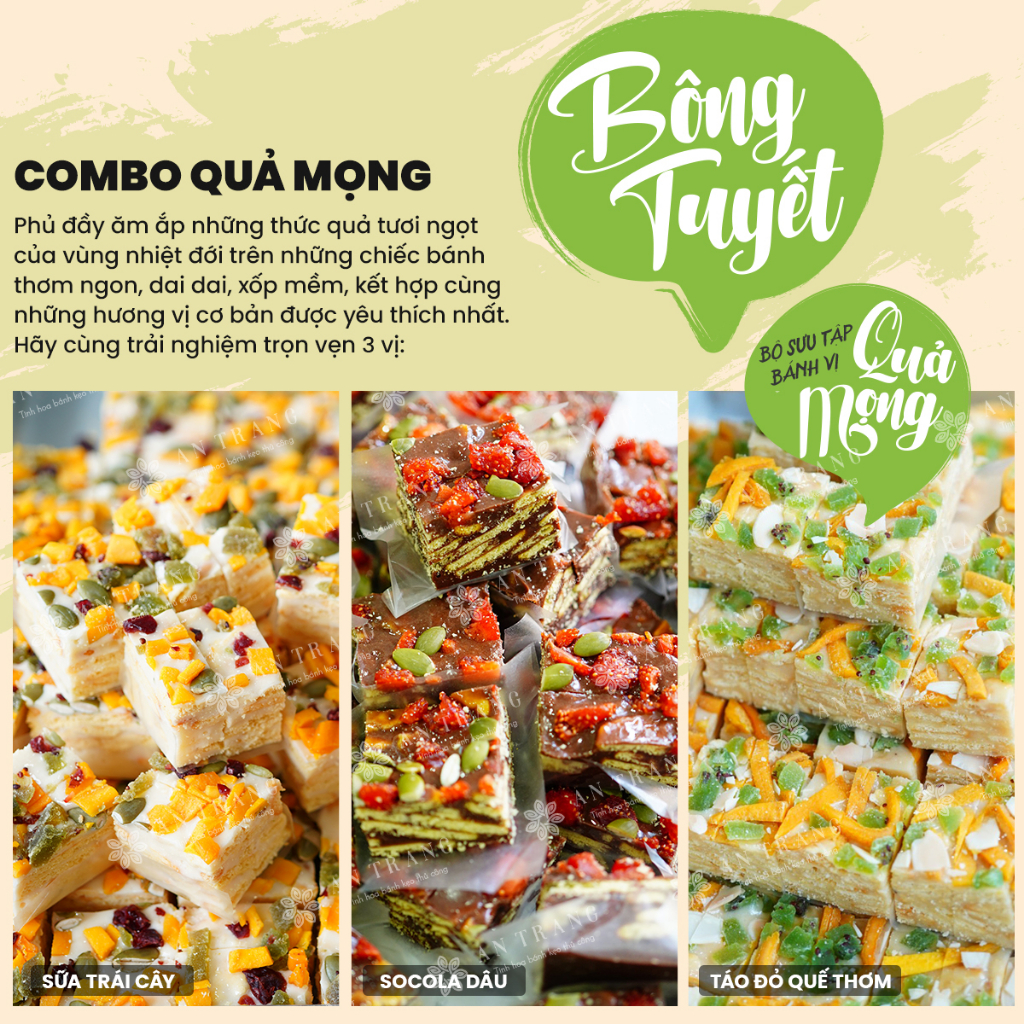 Bánh Bông Tuyết: Tiệc Trà Trái Cây xốp mềm dai dai độc lạ - Nhập mã BEPA95K giảm 95K - HCM