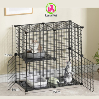 Chuồng mèo 3 tầng 2 tầng giá rẻ đẹp,lắp ghép đa năng đơn giản với lưới sắt sơn tĩnh điện làm lồng quây thú cưng