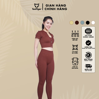Bộ đồ tập botee function croptop tomtiger quần dài có chun mông co giãn 4 chiều cho nữ gym yoga thể thao