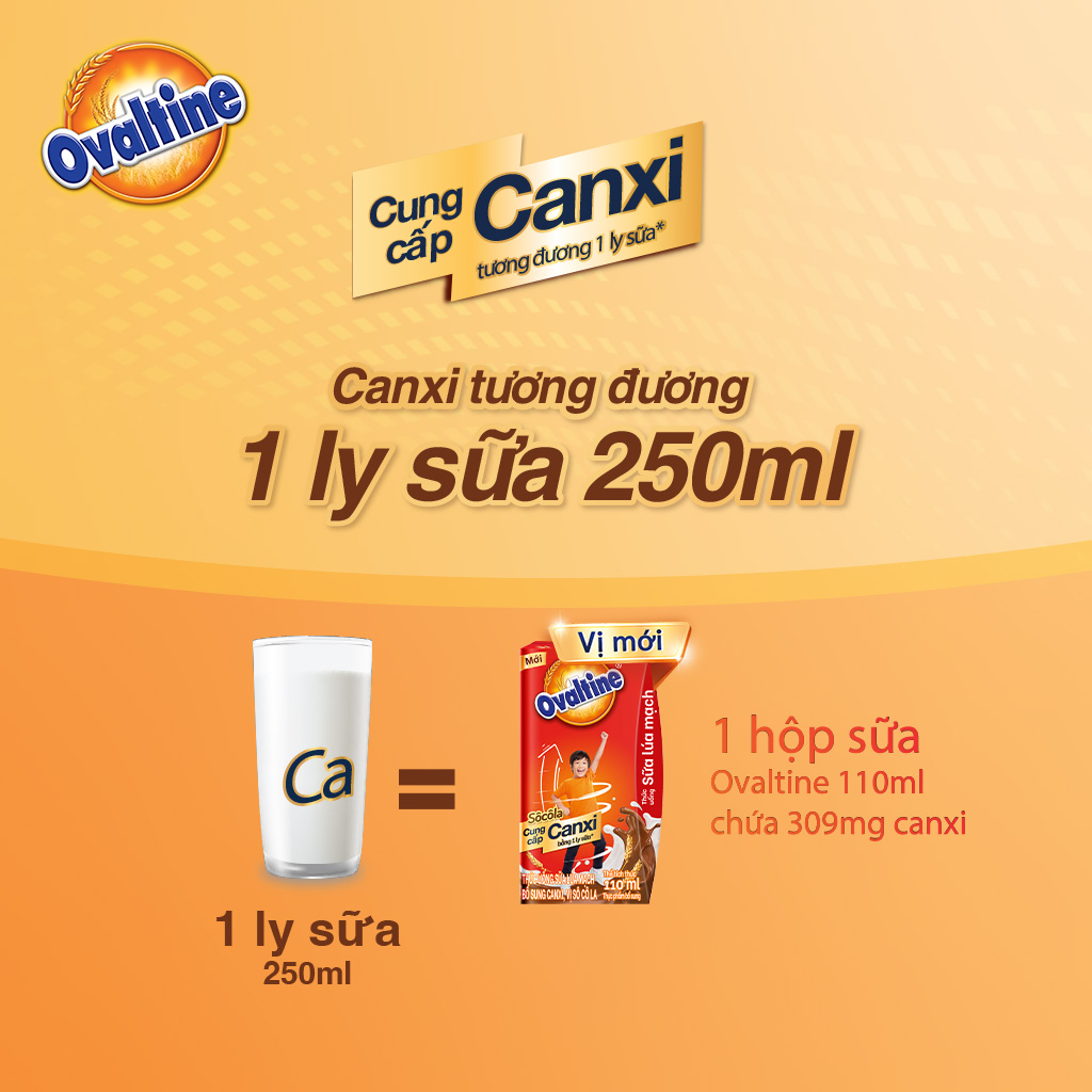 Thức uống lúa mạch thêm Canxi hương vị sô-cô-la Ovaltine (110ml x 4)