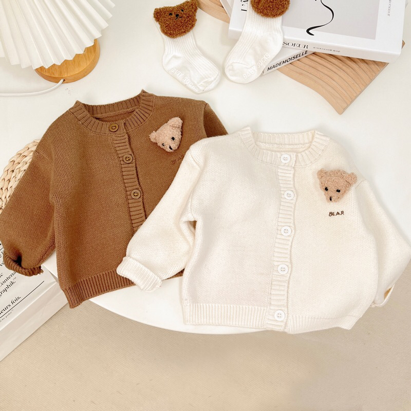 Khoác Cadigan gấu cho bé trai bé gái hàng QCCC