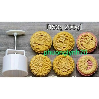 Khuôn trung thu lò xo 2023 sóng ,150g ,200g 6 mặt 1 nhấn