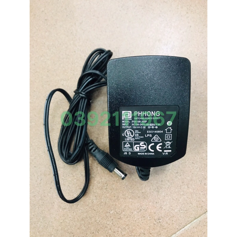 Adapter 15v 2A chân cắm dẹt có thể tháo rời