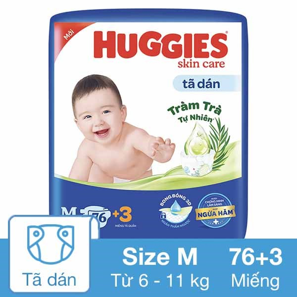 TÃ DÁN HUGGIES SKIN CARE M46+3/M76+3/L68/XL60/XXL54