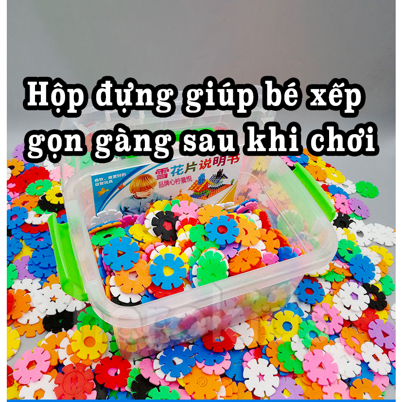 Đồ chơi xếp hình bông hoa tuyết có chữ và số cho bé, bộ lắp ráp hoa tuyết giúp phát triển trí thông minh