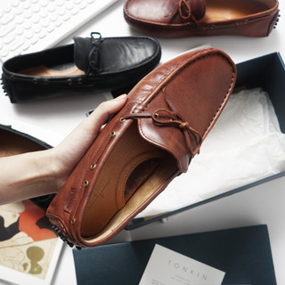 Giày lười nam cổ thấp MOCCASIN da thật, giày văn phòng, giày da công sở lót êm chân màu nâu và đen