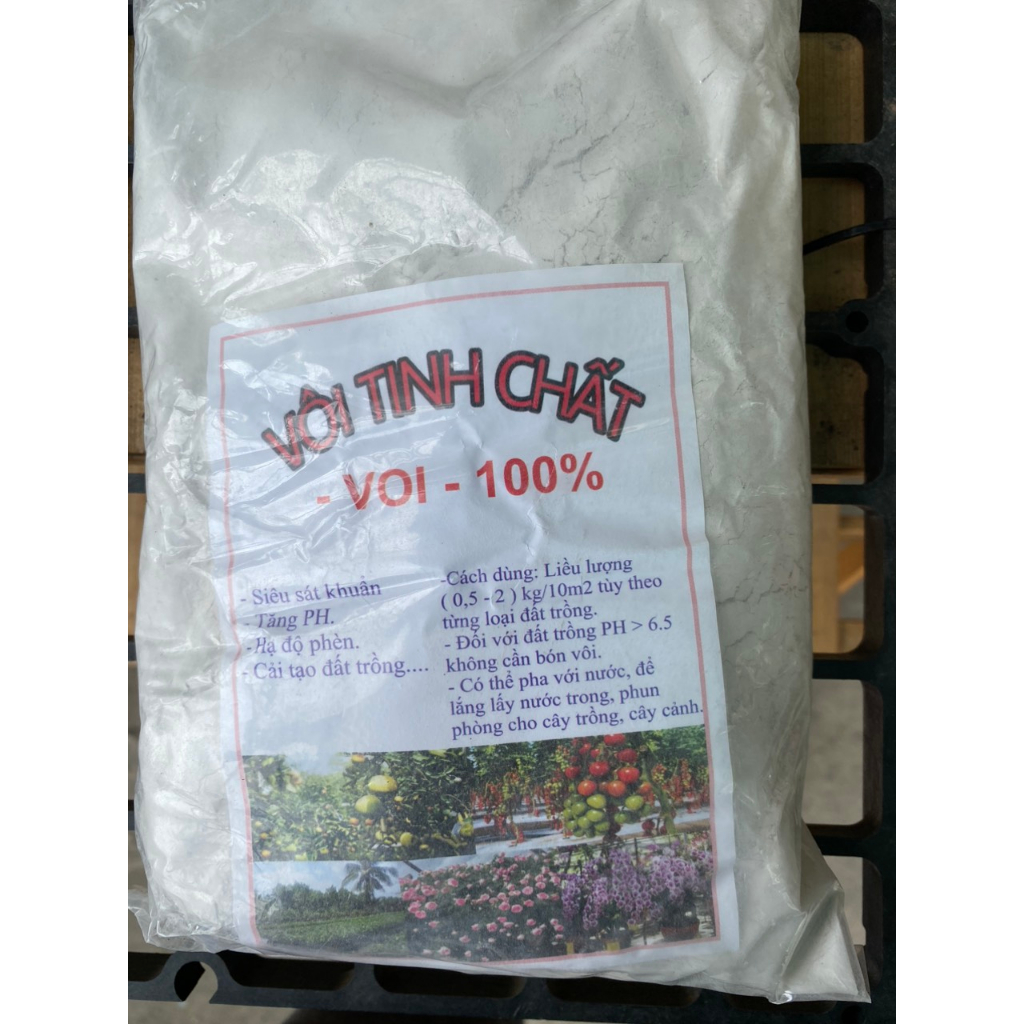 Vôi Tinh Chất - 100% - Túi 1kg. Vôi sát khuẩn, cải tạo đất trồng.