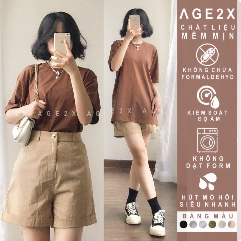 Quá hot với áo thun trơn AGE2X Tone màu phải nói là siêu hot trend thường xuyên cháy hàng phom oversize