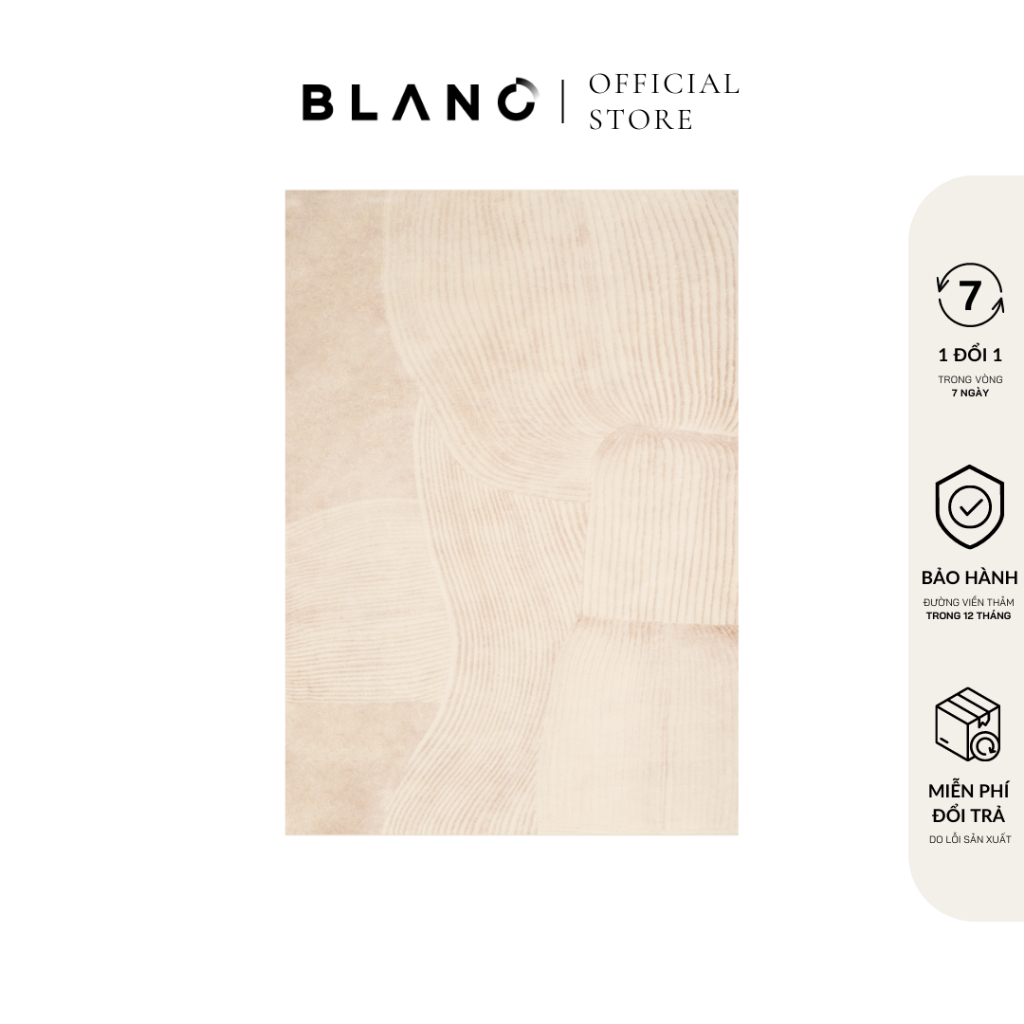 Thảm Trải Sàn Lông Mềm Hình Chữ Nhật Cho Phòng Khách, Phòng Ngủ Đủ Size BLANC'