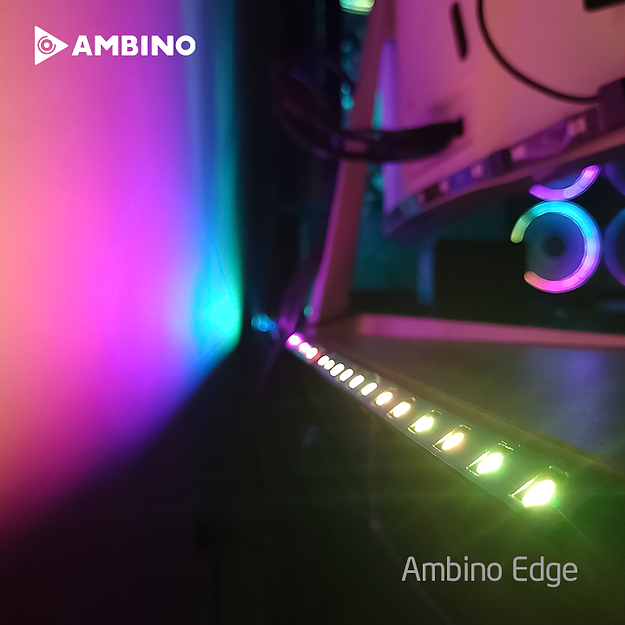Bộ đèn Led dán cạnh bàn Ambino Edge cho bàn 1.2M, điều khiển qua ứng dụng Adrilight