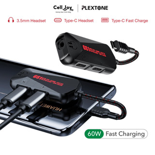 Cáp chia tai nghe hỗ trợ sạc nhanh 27W Type C to 3.5mm Sound Card Plextone GS1 3in1 Mark II cho điện thoại, tablets