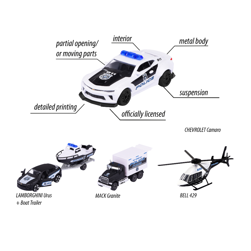 Bộ 4 Xe Mô Hình MAJORETTE Police Force 4 Pieces Giftpack 212053188  - Simba Toys Vietnam
