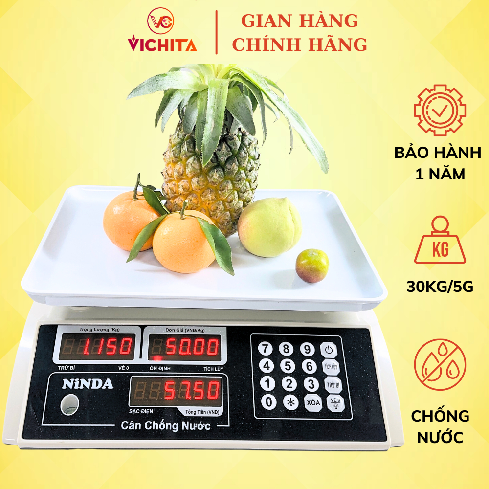 Cân Tính Tiền Điện Tử Chống Nước 30kg NINDA SN863, Cân Thực Phẩm Bán Hàng Bảo Hành 1 Năm