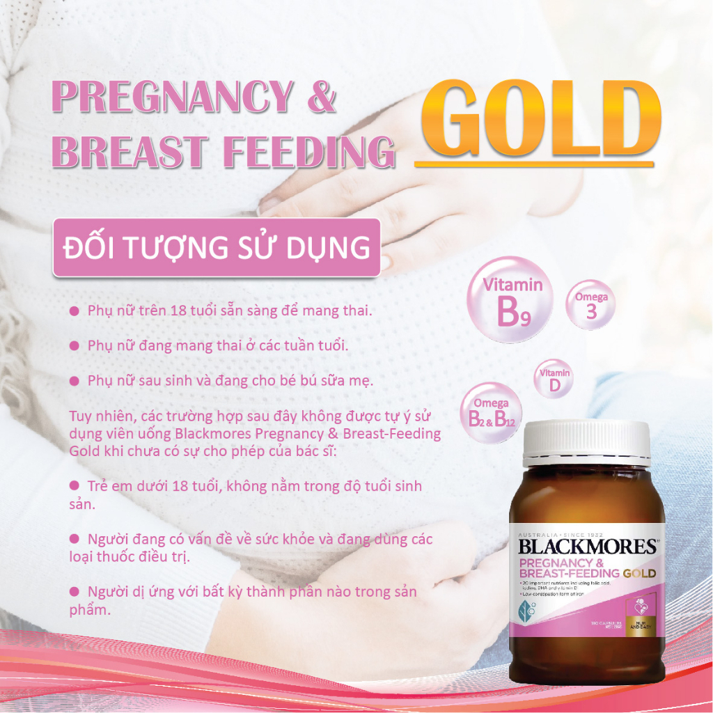 Vitamin Tổng Hợp Bà Bầu 60 - 180 viên Blackmores Pregnancy And Breast Feeding Gold Úc