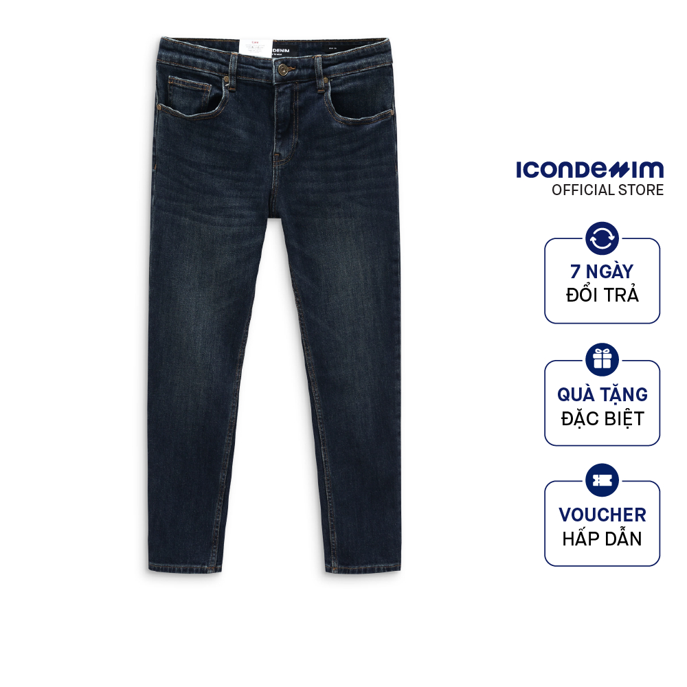 Quần Jean Nam ICONDENIM Slim Fit Dark Blue Whiskering QJID0084