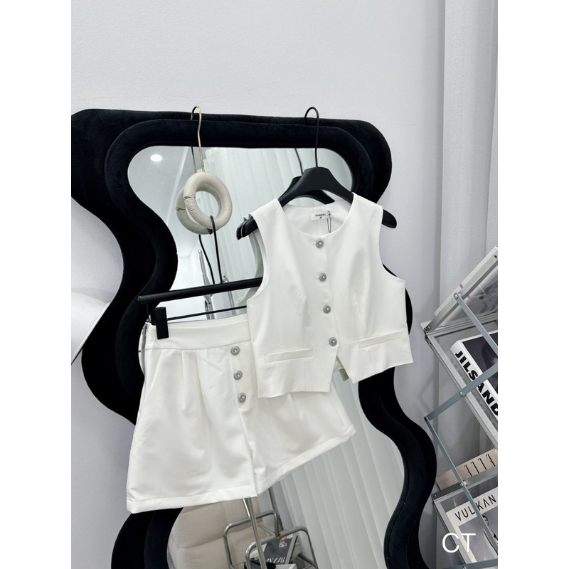 Set áo vest yếm chace cao cấp