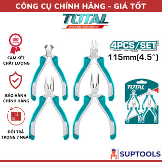 Bộ 4 kềm mini 4.5 inch 115mm total tht1k0404 kìm răng, kềm cắt, kềm cắt đứt, kềm mũi dài