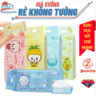  Set 8 gói khăn giấy ướt mini đi du lịch bao bì dễ thương, khăn giấy ướt bỏ túi tiện lợi (size 15 x 14cm)