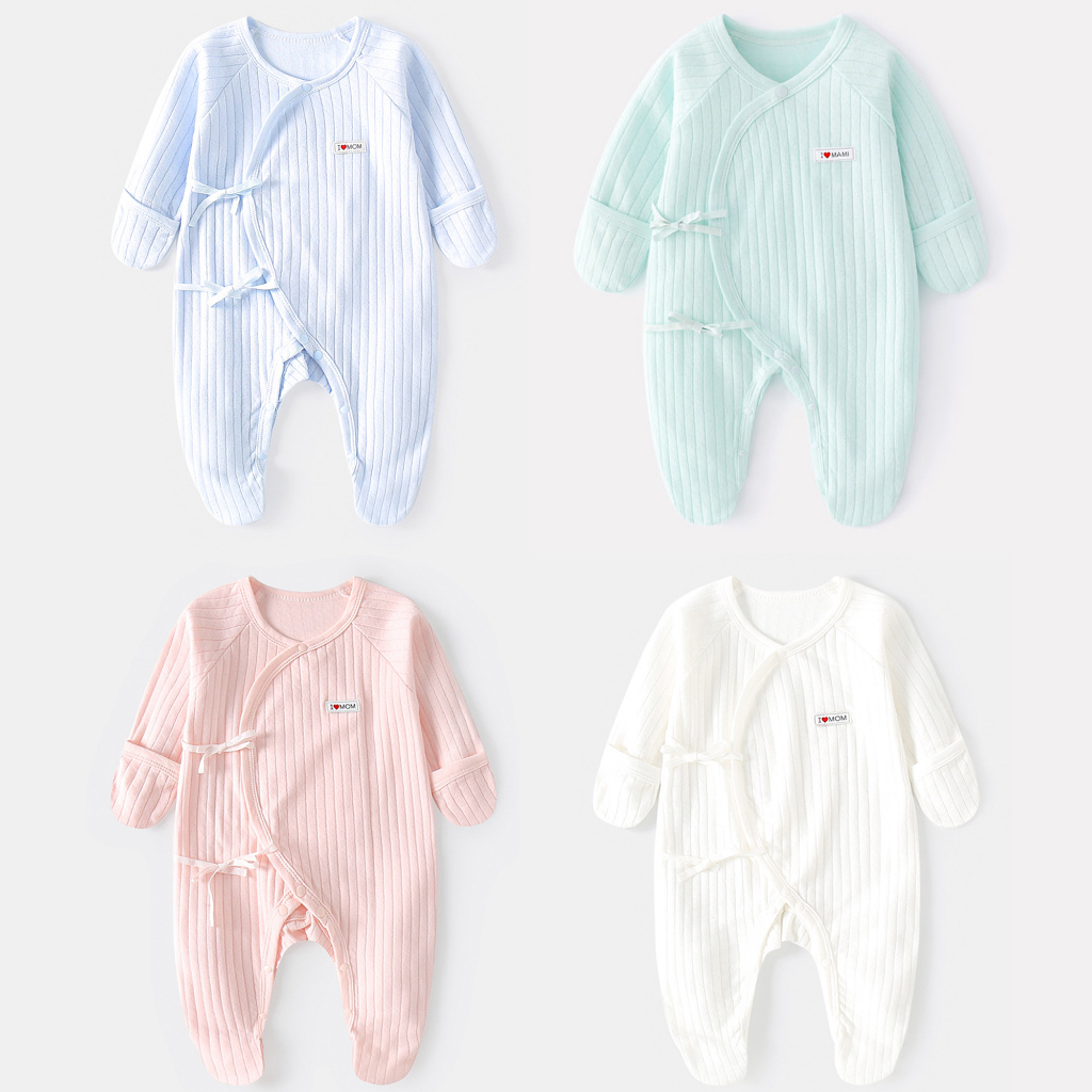 Bodysuit liền tất bao tay vải cotton Hàng Quảng Châu cho bé trai bé gái hàng xuất Hàn SLT31