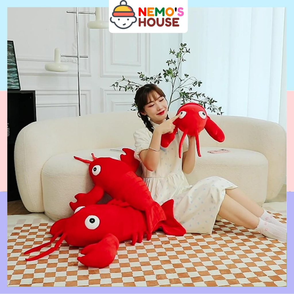 Gấu bông con tôm hùm đáng yêu, thú nhồi bông hình con tôm hùm xinh xắn cho bé, đồ chơi gấu bông hoạt hình cute