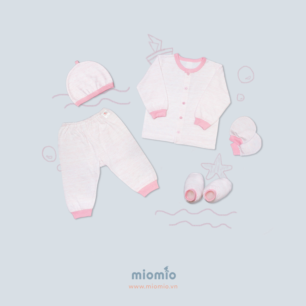 Set 5 Món Đồ Dài Sơ Sinh MIOMIO - Cho Bé Trai, Bé Gái (Từ 0-3M), Vải Cotton