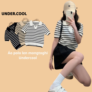 Áo thun Len Ngắn Tay Mongtoghi Kẻ Sọc Cổ Polo UNDERCOOL Chất len montoghi kẻ sọc ngang cổ sơ mi Hàn Quốc ACT03