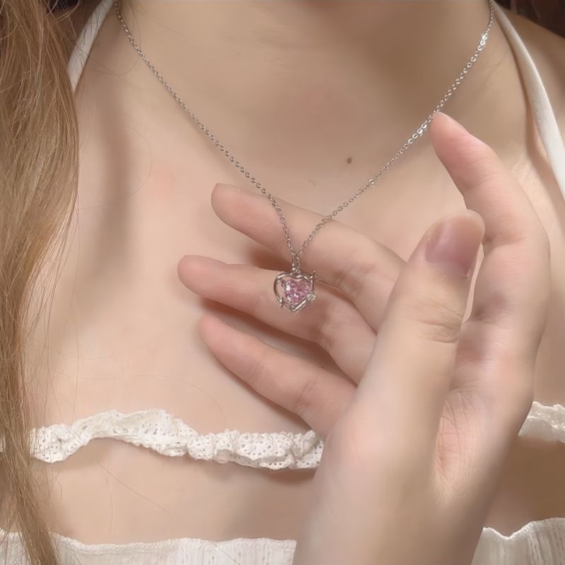 Dây Chuyền Tim Đá Hồng - TS1752 - BCorner