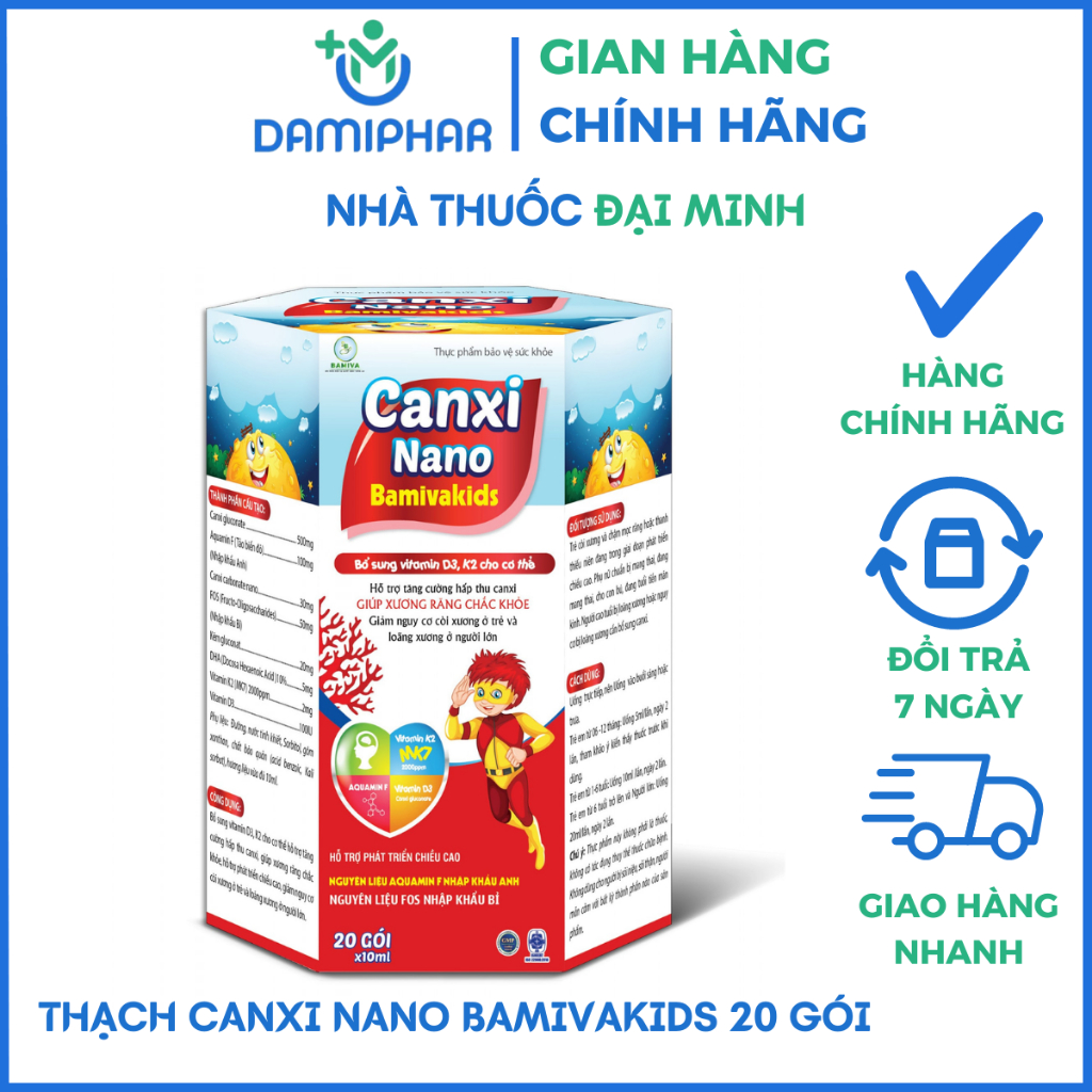 1 Gói Thạch Canxi Nano BamivaKids - Bổ Sung Canxi, Vitamin D3 Cho Bé