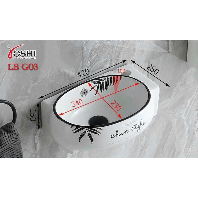 Trọn bộ Lavabo treo tường hình lá