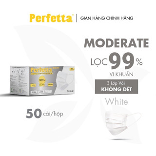 Khẩu Trang Y Tế Cao Cấp Perfetta Moderate 3 Lớp Kháng Khuẩn (50 cái/hộp)