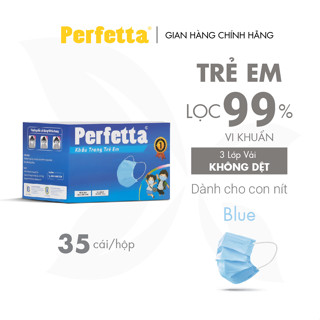 Khẩu trang y tế 3 lớp Perfetta Trẻ Em Trắng/Xanh (35 Cái/Hộp)