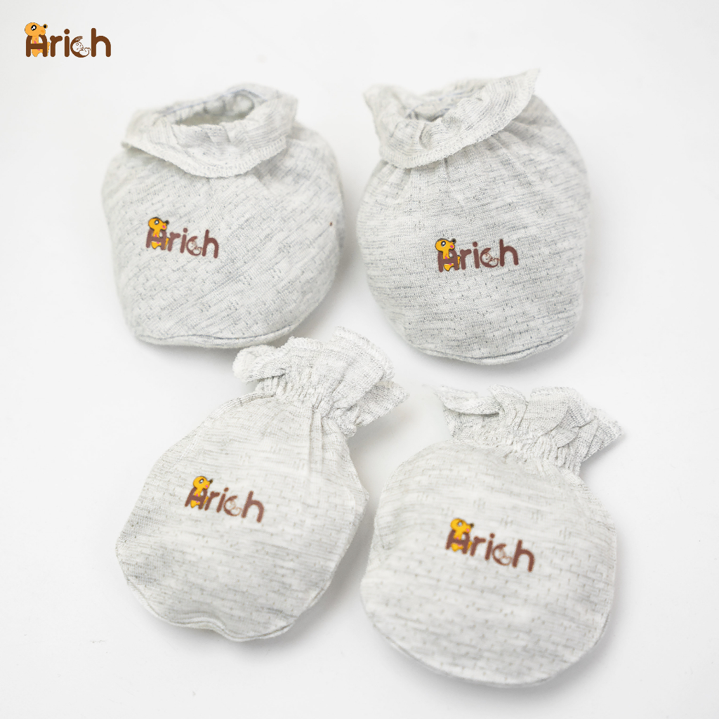 Set bao tay bao chân bo chun vải sợi tre Arich,newborn, sơ sinh, cao cấp