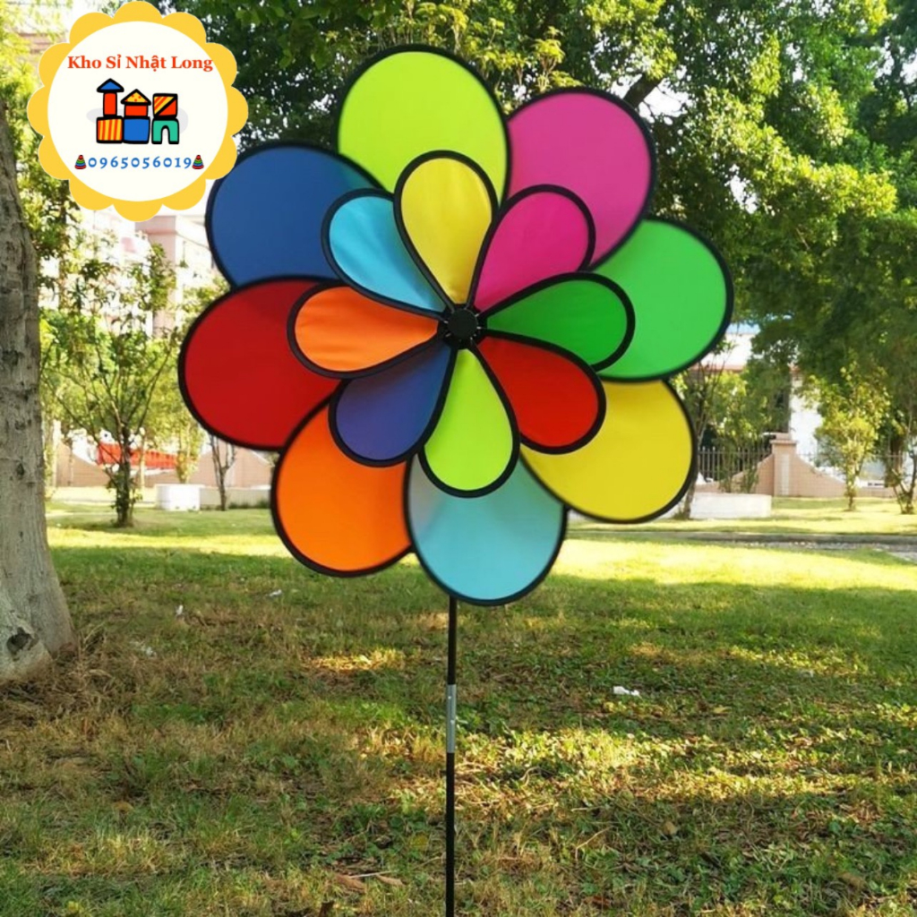 Chong chóng cầu vồng 2 tầng siêu đẹp, trang trí xe trà sữa , cà phê