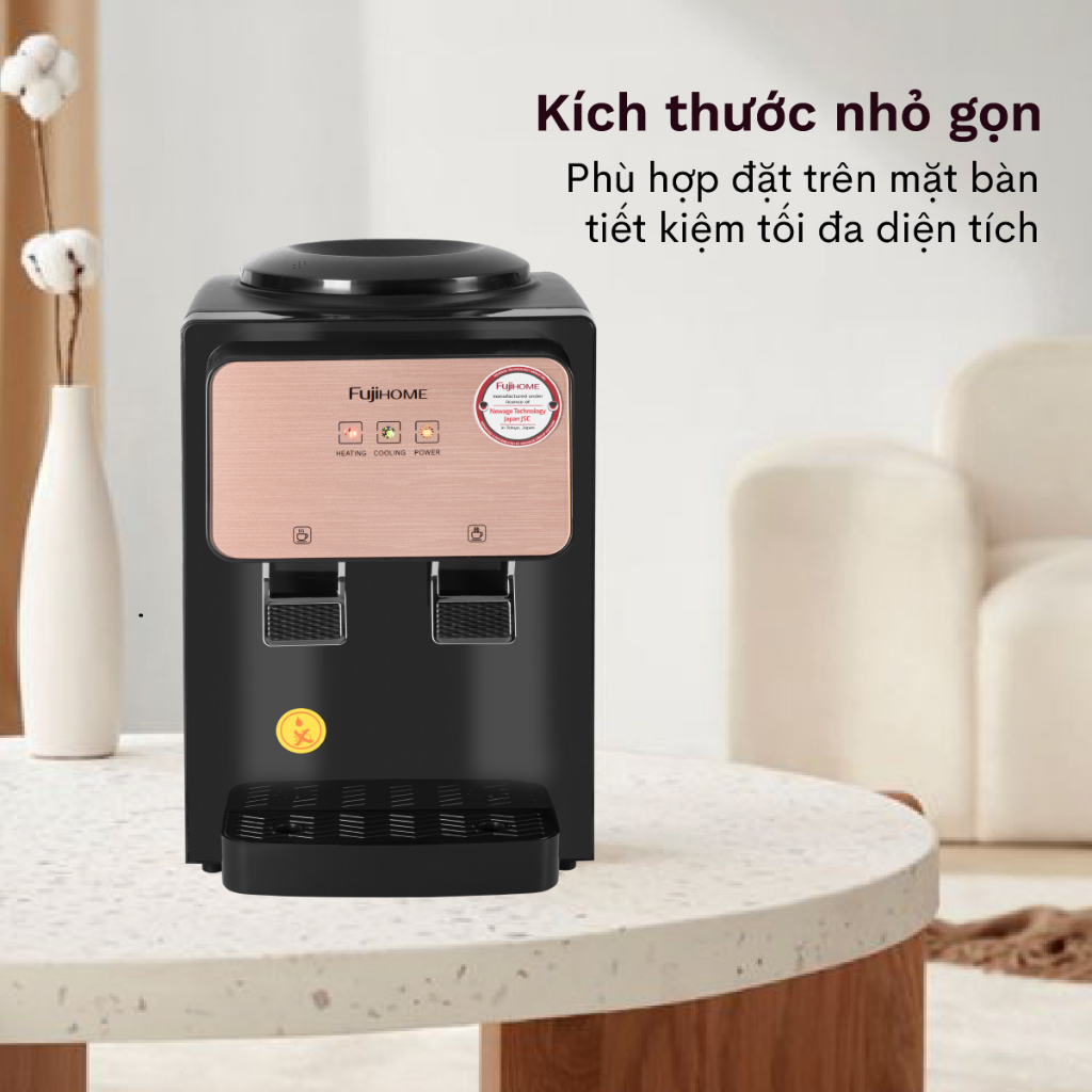 Cây nước nóng lạnh mini FUJIHOME WD03E, bình lọc tủ máy lọc nước nóng lạnh uống an toàn công nghệ Nhật Bản