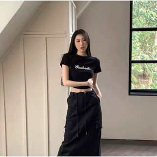 Áo thun croptop dây rút in chữ suchcute