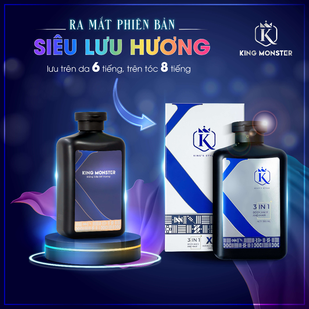 Combo 2 Sữa Tắm Nam King Monster Hương Nước Hoa Cao Cấp 350ml/1 chai