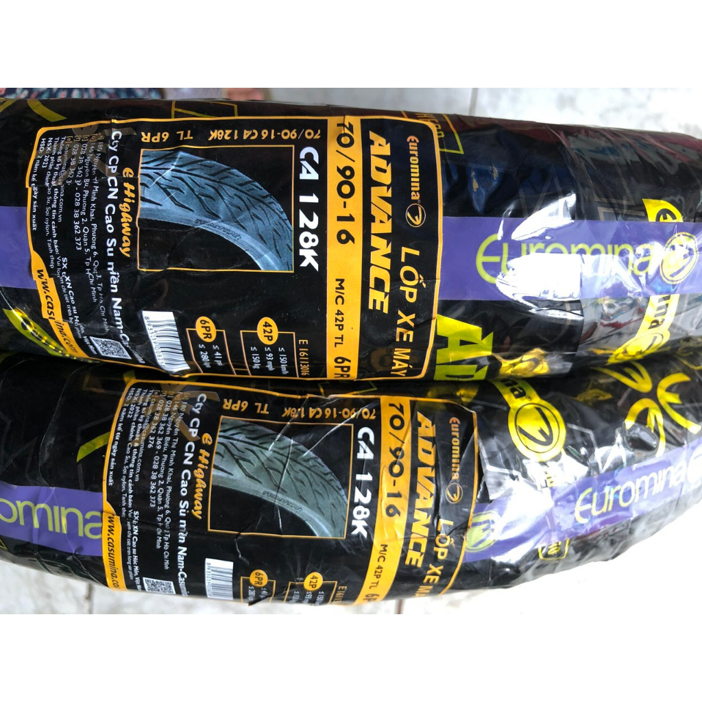 Vỏ  70/90-16 EURO  trước xe  NOVO không dùng ruột